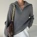 Cozy Oversized Zip-front Knit Sweater For Women - Lazy Chic Pullover With Stand Collar In Solid Colors (Gray, Beige, Coffee, Black, Blue, Oatmeal)_voghion.com