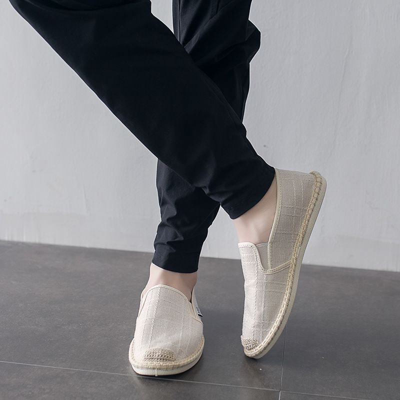 2024 Summer Canvas Men's Korean Edition Doudou Trendy Casual Step on Lazy Old Beijing Cloth Shoes_voghion.com