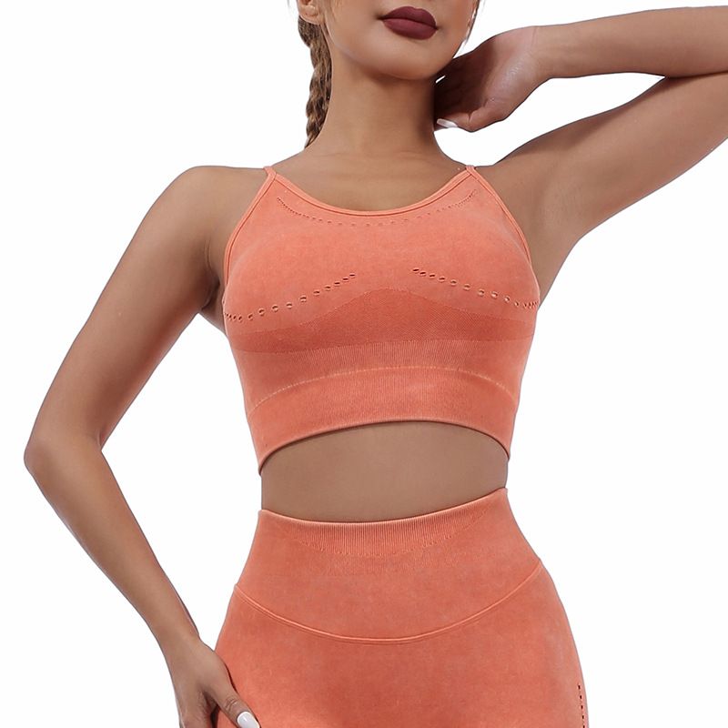 Women's Clothing Sports Bra Women Seamless Frosted Belt Chest Pad Yoga Fitness Vest Tight Bra_voghion.com