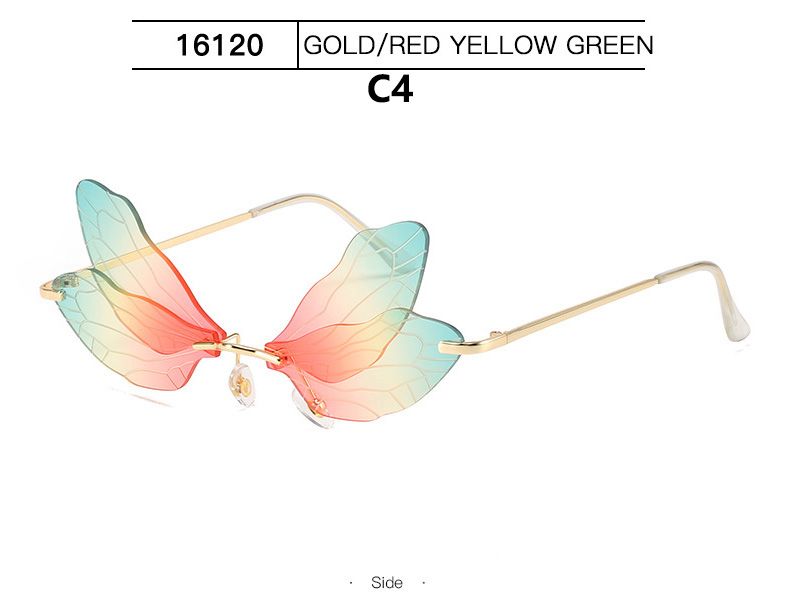 LazyZoom Dragoy Shape Catwalk Girls Fashion Unique Gradient Sunglasses Instagram Mesh Red Asian Culture Butterfly Glasses_voghion.com