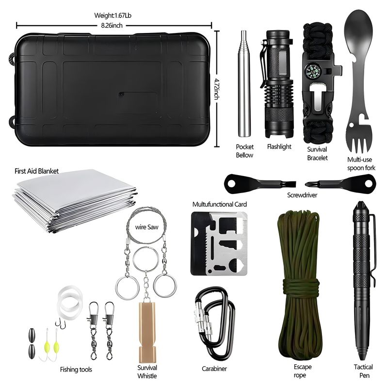 Professional Emergency Survival Kit Gear Camping Multifunction Tactical Defense Equipment First Aid SOS Wilderness Adventure_voghion.com