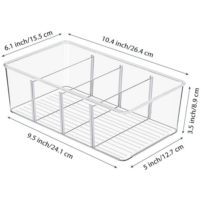 Snack Box, Tea Bag Storage Box, Four-grid Desktop Finishing Box, Transparent Food-grade Kitchen, Refrigerator Storage Box._voghion.com