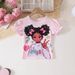 Maglietta a maniche corte elegante per bambini, motivo cartoni animati, per mamma e bambini_voghion.com