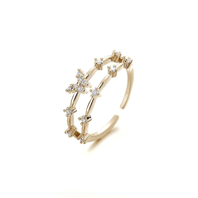 Zircon VENUS Fashion Inlaid Double Butterfly Ring Ladies Simple And Versatile Index Finger Ring Jewelry Gi_voghion.com
