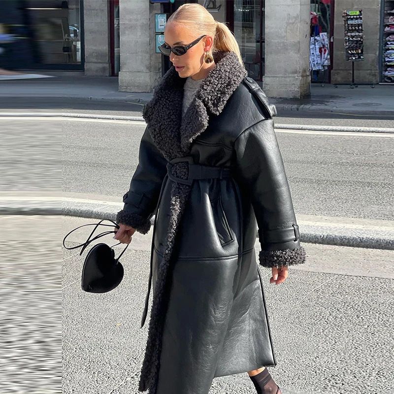 Abbigliamento da donna Elegante trench da donna a maniche lunghe con cintura e colletto a revers per autunno inverno_voghion.com