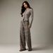 Women's Striped Knit Lounge Set – Long Sleeve Top & Wide Leg Pants, Poly-Spandex Blend For Work & Leisure (Grey/Brown, S-XXL)_voghion.com