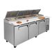 Orikool 93 IN Commercial Pizza Prep Table With A Built-in Refrigerator 30.8 Cu.Ft, Butcher Block Cutting Board, Protection Lid, Cold Storage, And Smooth-Rolling Casters, ETL Certified_voghion.com