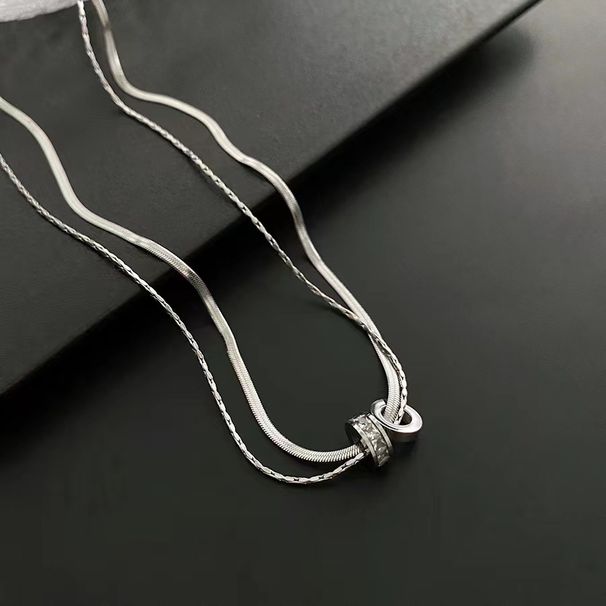 Titanium steel non-color double-layer transfer necklace ins tide net red cold wind exquisite collarbone chain simple personality necklace_voghion.com