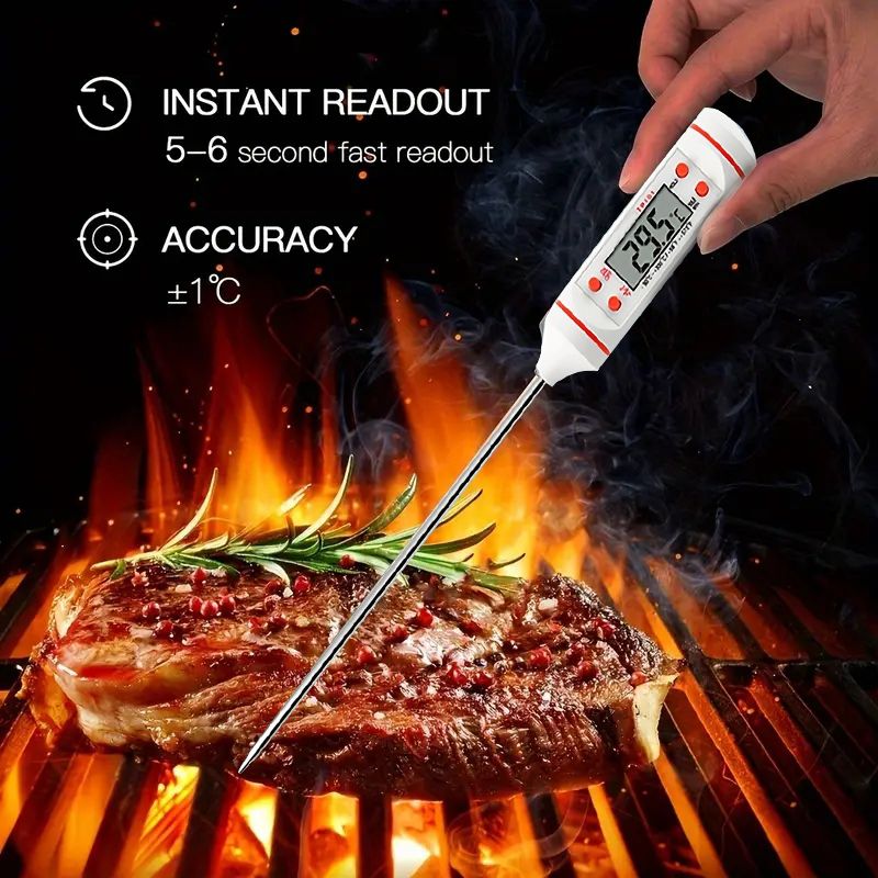 1pc Kitchen Food Baking Digital Thermometer Electronic Probe Type Digital Display Liquid Grill Thermometer_voghion.com