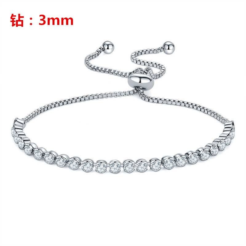 Armband 3mm verstellbares Armband rund Zirkon ausziehbares Armband Handseil Damenpotential_voghion.com