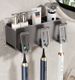 Gun Grey Wall-Mounted Toothbrush Holder With Detachable Toothpaste Squeezer & Matching Cups - Space-Saving Bathroom Organizer For Family Of 2/3/4_voghion.com