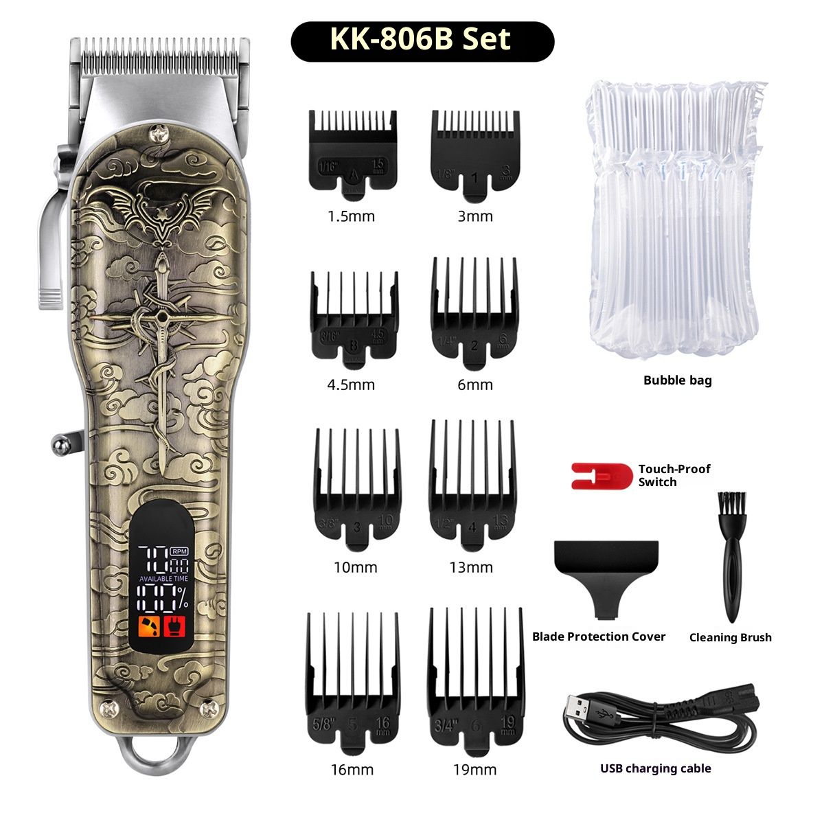 Tagliacapelli professionale senza fili - Tagliacapelli ricaricabile con lame in acciaio inossidabile staccabili, bassa rumorosità (36 dB) e autonomia di 90 minuti_voghion.com