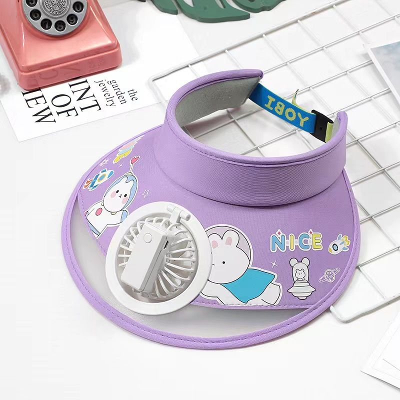 Women's USB Rechargeable Cooling Sun Hat - Foldable Open-Top Design With Built-in Fan (UPF50+ UV Protection, Adjustable Headband)_voghion.com