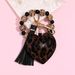 Portachiavi con braccialetto di perline di legno color leopardo, portachiavi con nappa a forma di cuore in pelle alla moda_voghion.com
