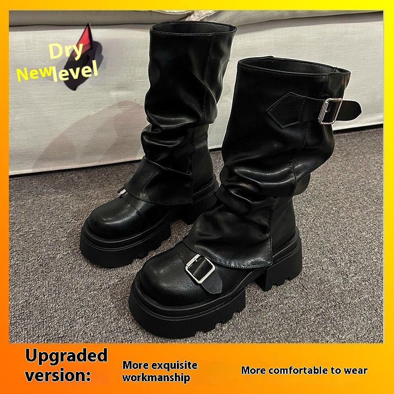 Bottes Martin à semelles épaisses et polyvalentes marron à la mode pour femmes 2024 automne nouvelles bottes américaines en éponge Maillard_voghion.com