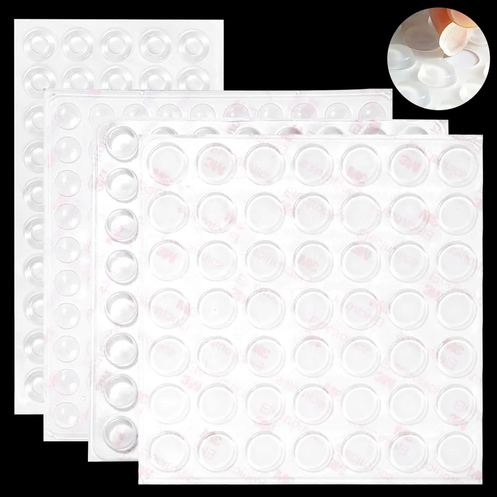 Lot de 49 à 100 amortisseurs en caoutchouc de silicone auto-adhésifs, 8 x 2, 10 x 2, 12 x 5, 13 x 5,5, 15 x 2 mm, transparents et antidérapants_voghion.com