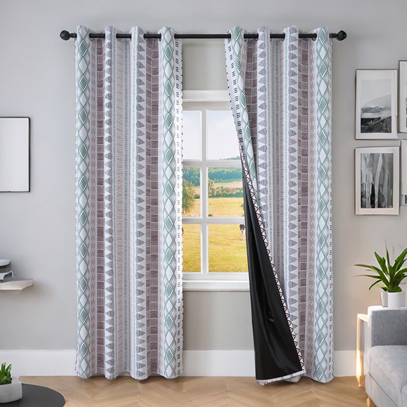 Scandinavian Geometric Blackout Curtains - Polyester Thermal Insulated Window Panels With Grommet Top (130x270cm Set Of 2, Blue Dots Pattern)_voghion.com