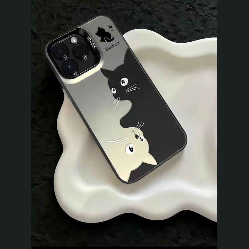 Art black cat is suitable for iphone16plus mobile phone case 15promax creative 14 new 13pro hard case 12_voghion.com