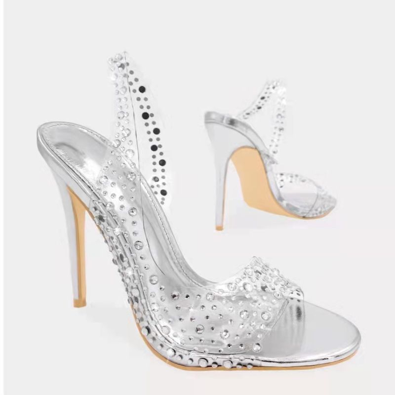 Women's Shoes large size rhinestone high heel open toe sandals for women pointed toe with crystal fish mouth fashion shoes_voghion.com