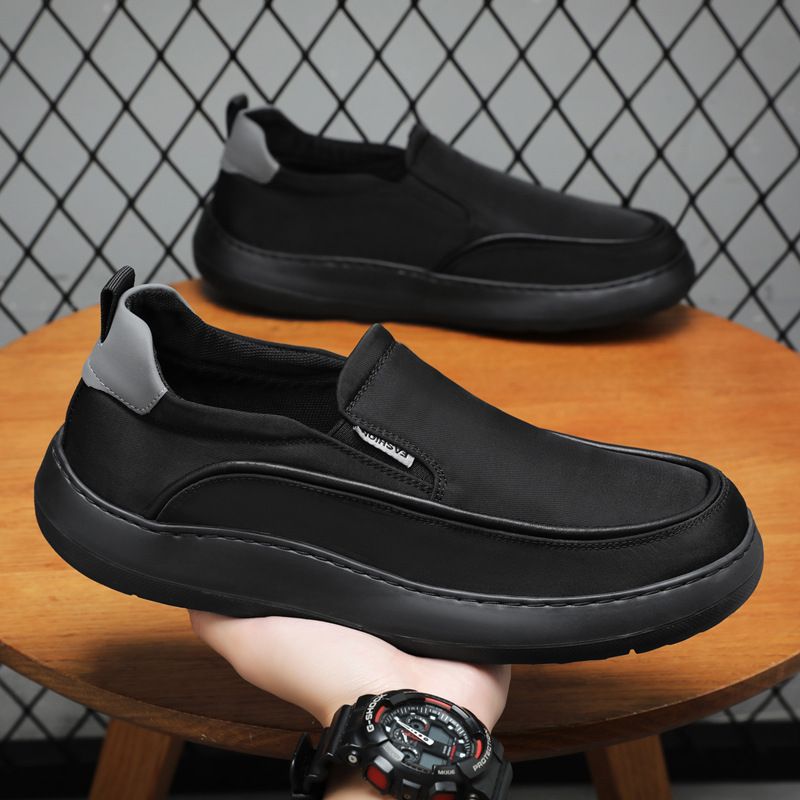 Summer Casual Breathable Cloth Versatile Solid Color Simple Soft Sole Slip-On Trendy Lazy Men's Shoes_voghion.com