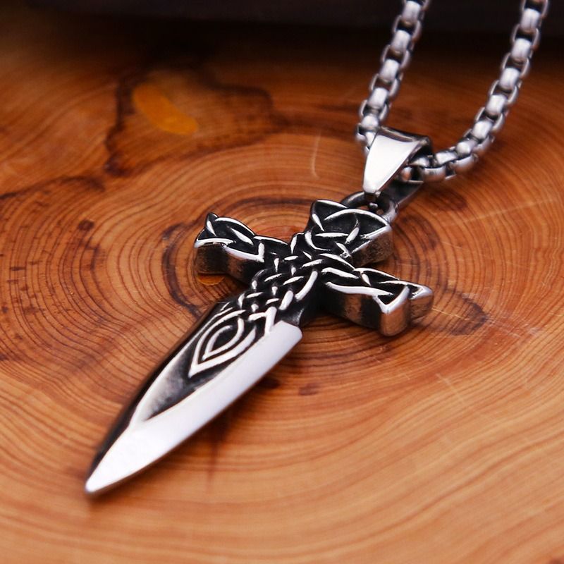 Módní severský náhrdelník s mečem pro muže, vikingský keltský uzel, přívěsek na motorku, talisman_voghion.com