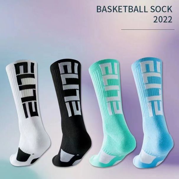 Fußballsocken, lang, hoch, schwarz-weiß, Elite-Basketballsocken, Handtuchunterseite, verdickte Socken für echtes Kampftraining_voghion.com