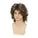 Herrenperücke, mittellang, lockiges Haar, Wolllocken, braun, gemischte Farbe, Chemiefaser_voghion.com