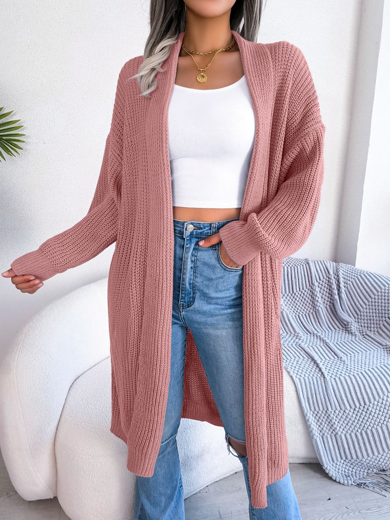 Damen-Cardigan mit Zopfmuster, langärmelig, vorne offen, Grobstrickpullover, Strickjacke, Winter-Outwear_voghion.com
