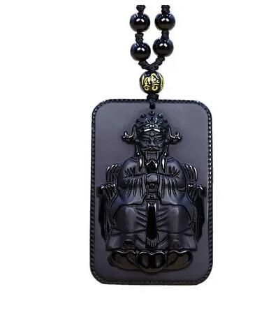 Obsidian – pendentif dieu de la richesse pour homme et femme, bijoux naturels, amulettes noires, collier de luxe chinois_voghion.com