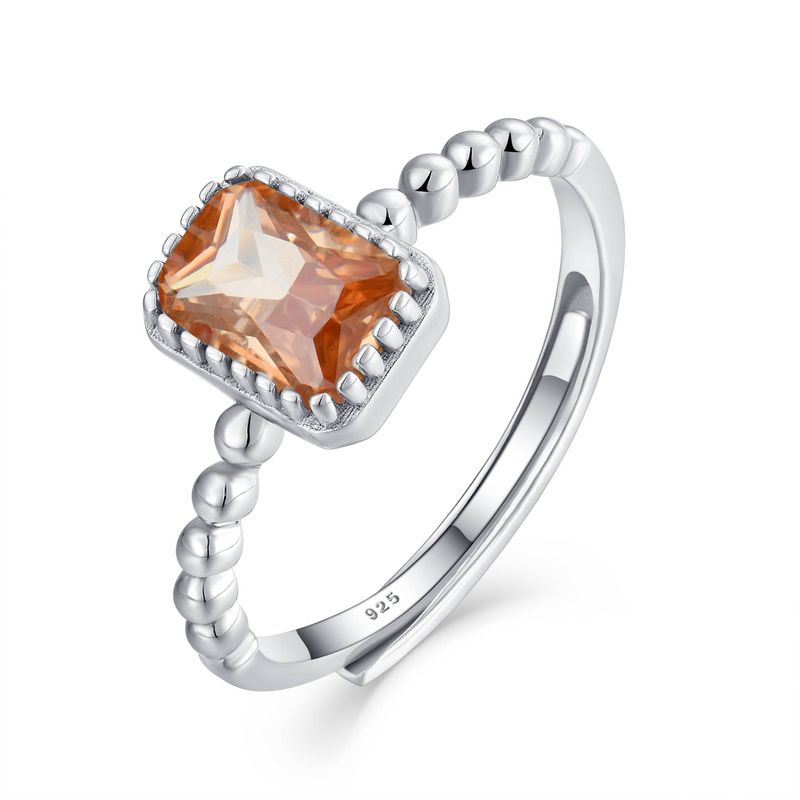 Bague de conception de niche en argent sterling s925, anneau d'index de tempérament de fille en zircon bleu de mer à coins coupés rectangulaires, bijoux de style doux_voghion.com