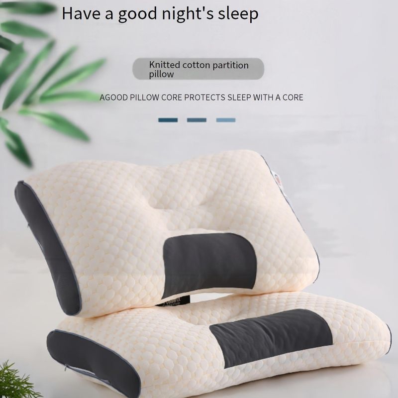 Spa-Massagekissen mit gestricktem Baumwollbezug, Nackenstütze, Schlafhilfe, orthopädisches Nackenkissen für das Home Office_voghion.com