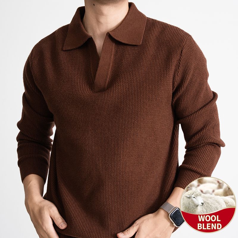 Warm Knitted Men's Wool Blend Sweater - Autumn & Winter Base Layer For Business Men_voghion.com