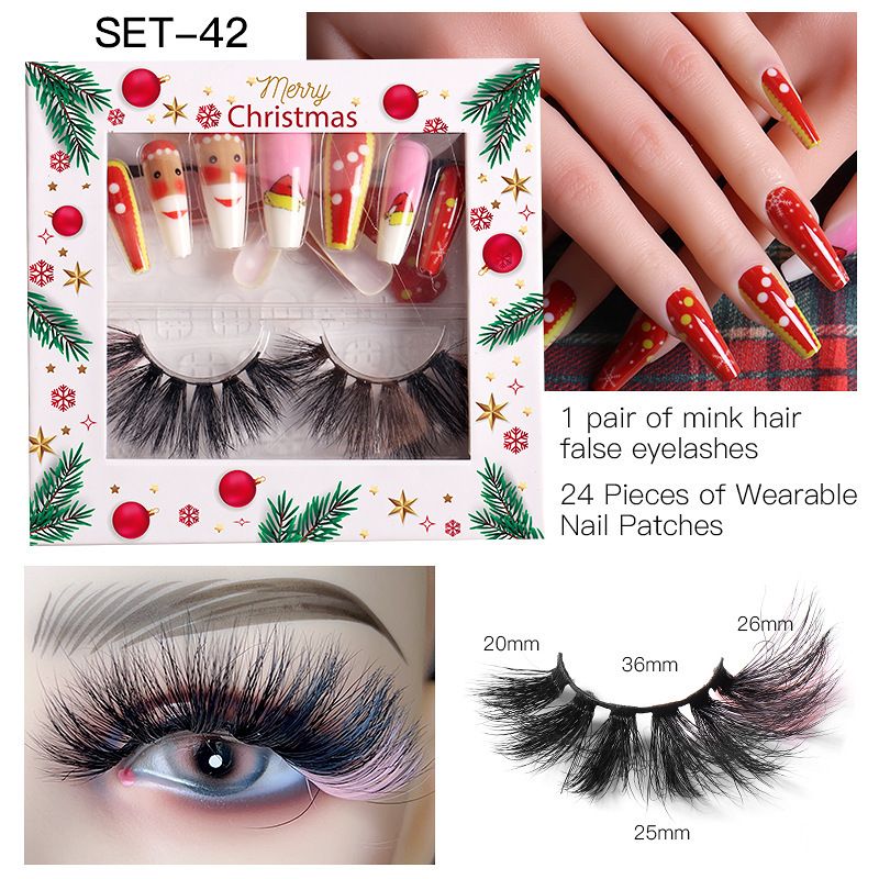 False Eyelashes New Products Christmas False Eyelashes Wear Nail Set Colored Eyelashes False Eyelashes Holiday Eyelashes_voghion.com