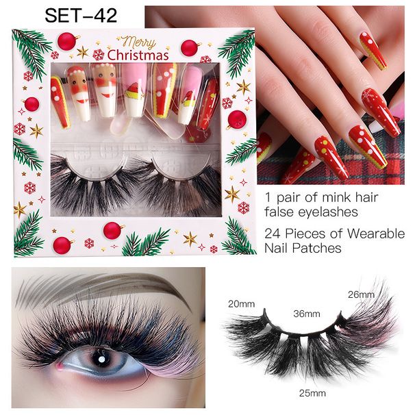 False Eyelashes New Products Christmas False Eyelashes Wear Nail Set Colored Eyelashes False Eyelashes Holiday Eyelashes_voghion.com