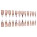 24 stuks glamoureuze kunstnagels met strass-steentjes en strik - lange stiletto-persnagels met Franse witte tips, herbruikbare kunstnagels voor vrouwen_voghion.com