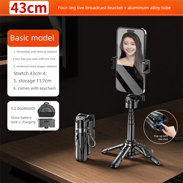 Douying Bluetooth Handle Phone Tripod Black And White Rotating Shooting Compact Mini Portable Remote Control Selfie_voghion.com