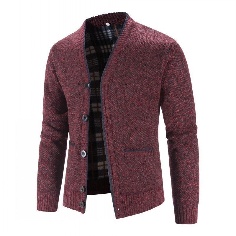 Cardigan con scollo a V da uomo in maglia sottile oversize, felpato e ispessito_voghion.com
