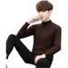Herrenbekleidung Herbst 2024 Koreanischer Stil Herren Strickwaren Einfarbig Halber Rollkragen Langarm Modisches Jugend Casual Pullover Top_voghion.com