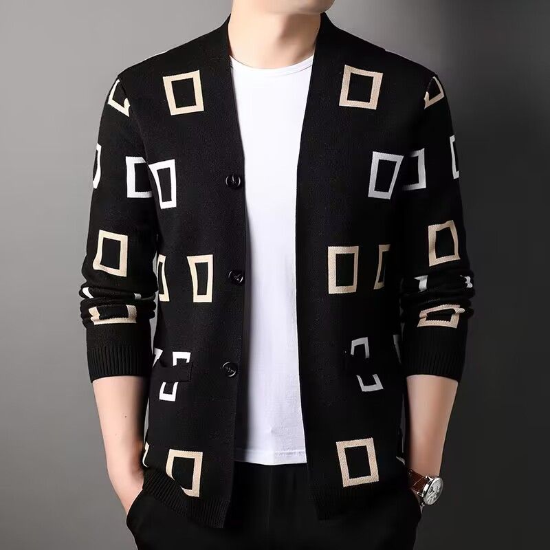Vêtements pour hommes 2024 automne nouveau manteau en tricot pour hommes mode tendance jeunesse vêtements d'extérieur chemise décontractée haut en laine_voghion.com