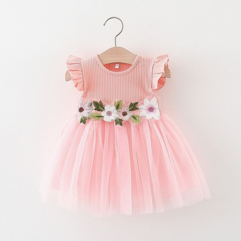 Sommer Baby Mädchen Kleidung Blume Stickerei Stricken Baby Kleid Baby Prinzessin Kleid_voghion.com