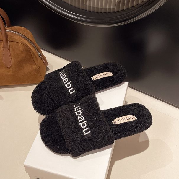 Fluffy For Women 2025 Autumn Winter New Style Outdoor Thick Sole Fleece Indoor Home Warm Cotton Slippers_voghion.com