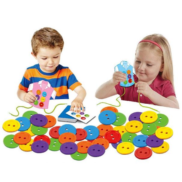 1 pezzo di giocattolo per bambini con bottoni da infilare per abbigliamento, gioco educativo precoce, addestramento per bambini, abilità di cucito, insegnamento, giocattolo fai da te_voghion.com