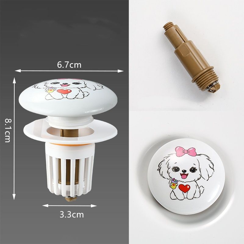 Cartoon Sink Leak Stopper Universal Bathroom Drain Trap Hair Trap Replacement Parts For Washbasin Push-Button Pop-Up Core_voghion.com