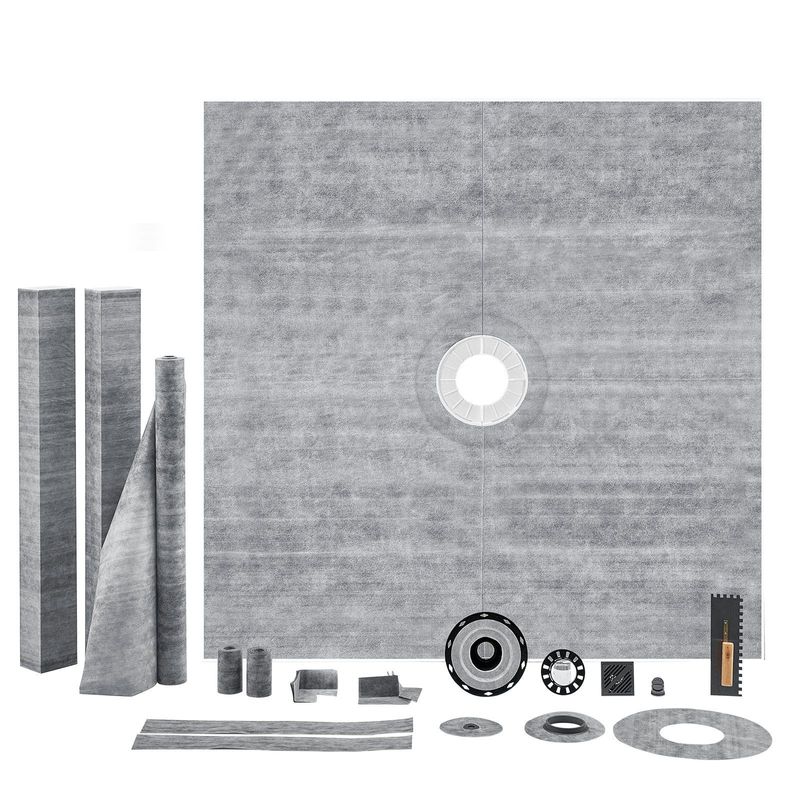 VEVOR Shower Curb Kit, 72"x72" Shower Pan Kit With 2" ABS Central Flange, 4" Stainless Steel Grate, Waterproof Shower Curb & Membrane & Strip, Shower Pan Slope Sticks Fit For Bathroom_voghion.com