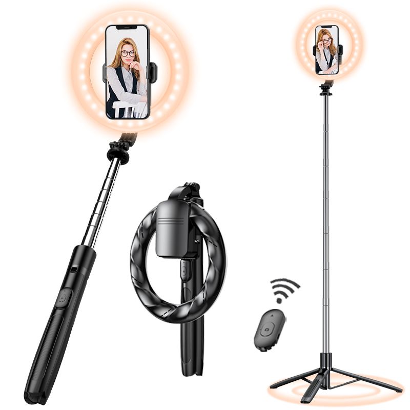 8-inch selfie ring light with 66-inch expandable tripod and phone holder, portable dimmable LED ring light_voghion.com
