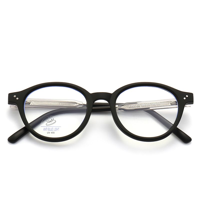 New 8347 Elastic Leg Round Unisex TR90 Frame Anti Blue Light Glasses Flat Mirror_voghion.com
