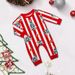 Pijama de pareja con estampado de rayas para padres e hijos, ideal para las fiestas navideñas._voghion.com