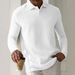 Langarm-Poloshirt für Herren, strukturierter Stoff, lässig, schmale Passform, atmungsaktiv, bequem, für Frühling, Herbst, Training, Büro, Reisen_voghion.com