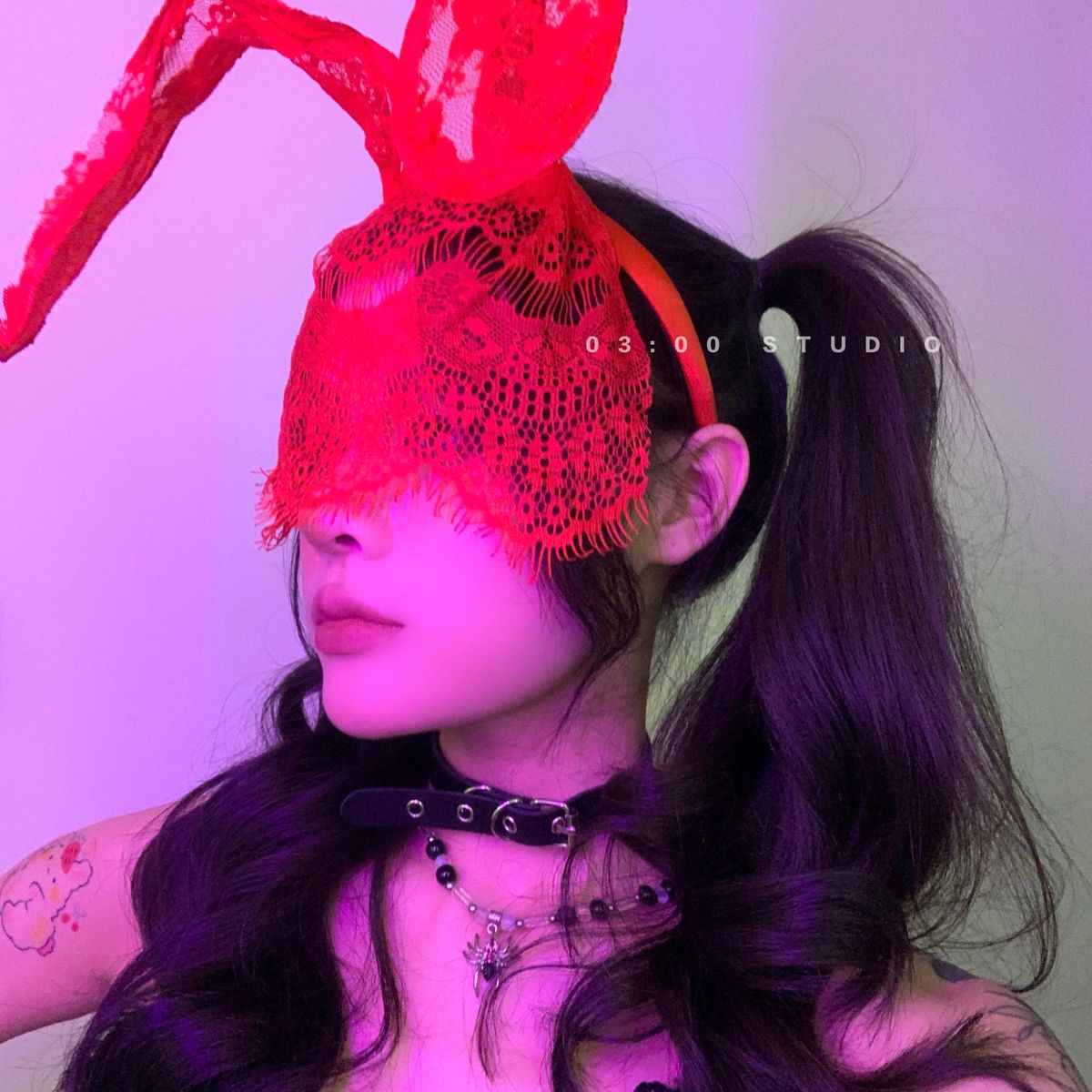Catch Bunny Ins Internet Famous Sexy Lace Veil Eye Mask Cat Ear Headband At 3 Am_voghion.com