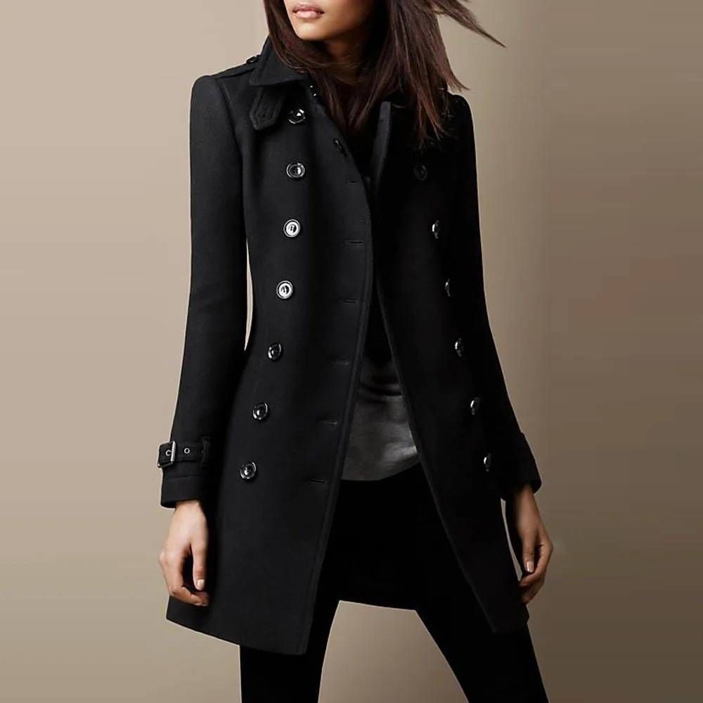 New autumn and winter woolen women's coat mid-length woolen coat_voghion.com
